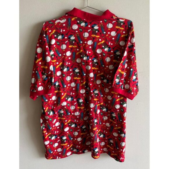 Mickey & Co Mens Golf Polo Shirt Red Allover Print Short Sleeve Collared Size L - Picture 3 of 11
